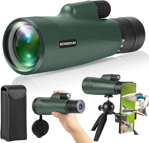 Télescope monoculaire Zoom, télescope monoculaire Haute Puissance pour Smartphone avec trépied, monoculaire HD pour Adultes, monoculaire pour l'observation des étoiles et des Oiseaux (Green)