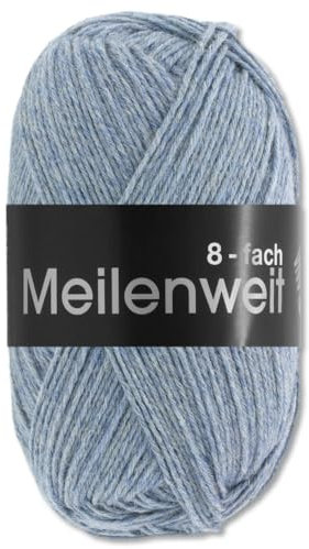 Frida's Wollhaus Lana Grossa 150 g Meilenweit 8-fach 150 Sockenwolle Stricken Garn 16 Farben (9659 | Graublau meliert)