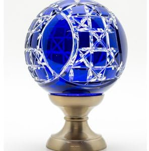 Boule de rampe cristal bleu Mousson pied gris nickel