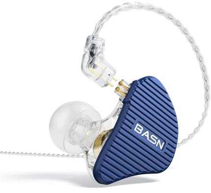 BASN Mix-PD In-Ear-Monitor, 1 Planar-Treiber + 1 dynamischer Treiber, HiFi-IEM-Kopfhörer mit CNC-gefertigter Metallabdeckung, verkabelt, 0,78 mm, 2-poliges, versilbertes, abnehmbares Kabel für
