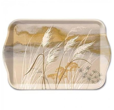 Ambiente Tablett Tray Serviertablett 13x21 cm Dekotablett Gräser im Wind beige/braun Frühling Sommer Serie Waving Grass