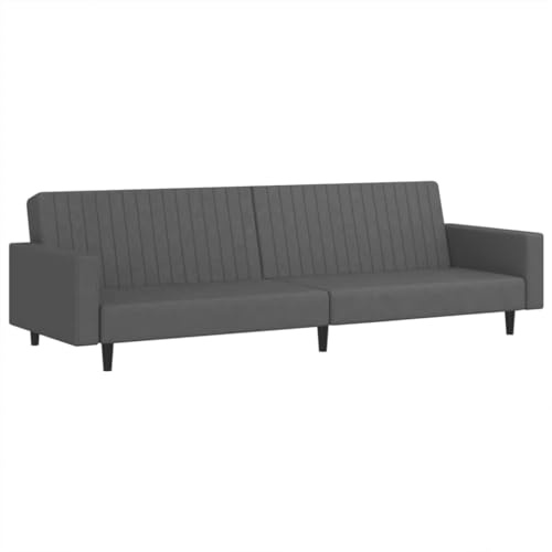 vidaXL Schlafsofa 2-Sitzer, Schlafcouch für Wohnzimmer Heimkino Büro, Gästebett mit Holzrahmen, Sofabett Tagesbett Couch Sofa Ausziehbar, Dunkelgrau Samt