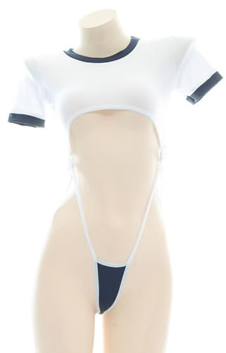 QNCLO Damen Cosplay Bunny Overall mit eng anliegendem hohlen Bikini Japanische DVA Dessous (Weiß)