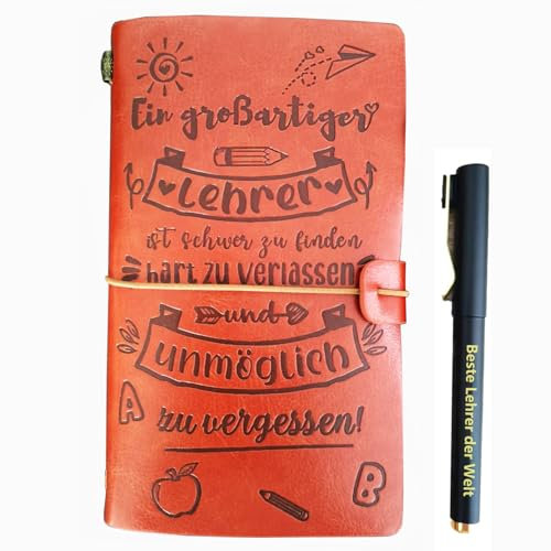 Geschenk für Lehrer zum Abschied Notizbuch,Schönes Leder Notizbuch mit Spruch Danke Lehrer Abschiedsgeschenk,Weihnachten für Lehrer