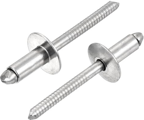 Sourcing map 25 pezzi di rivetti a testa tonda con grande flangia in acciaio inossidabile 304, 1/4x1/2, rivetti ciechi a cappuccio grande a estremità aperta per edilizia, produzione automobilistica