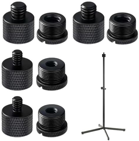 8Pcs Mic Stand Adapter,Microphone Stand, Alloy Microphone Stand Screw Thread Adapter for Camera Tripod 5/8 Female to 3/8 Male 3/8 Female to 5/8 Male 5/8 Female to 1/4 Male 1/4 Female to 5/8 Male