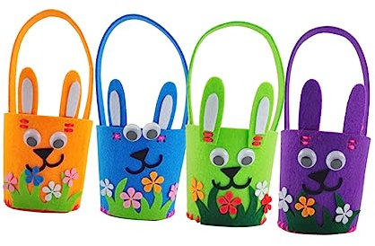 ADOCARN 4stücke Teiliges Ostermaterial-kit Für Junge Mädchen Kreatives Handarbeiten Mit Bunten Cartoon-blumenbaskett Für Kindergarten Und Bastelspaß Blau Grün Und Orange