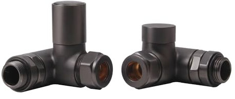 Dual Fuel Manual Radiator Valve Brushed Gunmetal Corner - 1/2 x 15mm