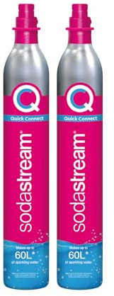 SodaStream - Lot de 2 bouteilles de CO2 pour machine à eau gazeuse, système de gaz Quick Connect, pour 60 litres de boissons gazeuses, compatible avec Terra, Duo et Art, réduit les déchets plastiques