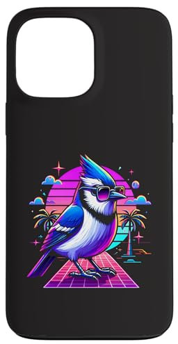 Cool Blue Jay Bird 80s Retrowave 90s Vaporwave Blue Jay Bird Case for iPhone 13 Pro Max