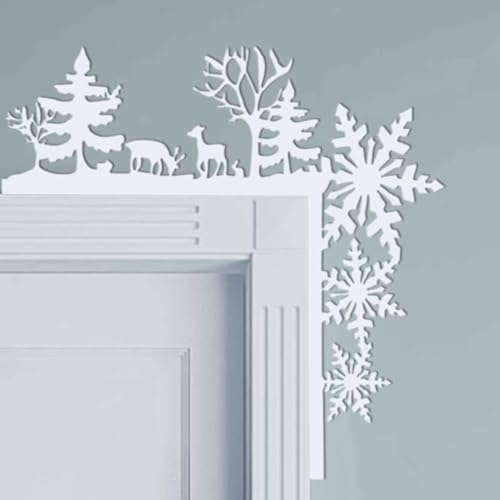 Tissting Türrahmen Deko Weihnachten, Weihnachtsdeko Holz Christmas Door Decorations Weihnachten Elch Creative Türecke Dekoration Weihnachtsecktürrahmen zum Deko 19,5 x 22 cm/7,68 x 8.66in