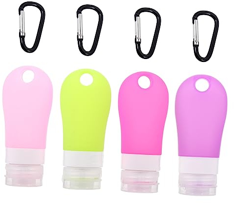 HONITANO Silicone Refillable Empty Bottles Set 8pcs 60ml Portable Squeeze Dispenser with Travel Cosmetic Containers Suitable for Lotion and Emulsion Storage Random Color