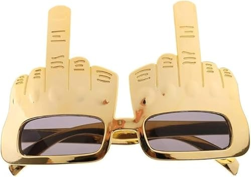 JIzian Kreative knifflige Mittelfinger-Sonnenbrille - Neuheit Goldene Mittelfinger Flip Off Hand Form Party Sonnenbrille - Lustige Maskerade Erwachsene Kinder