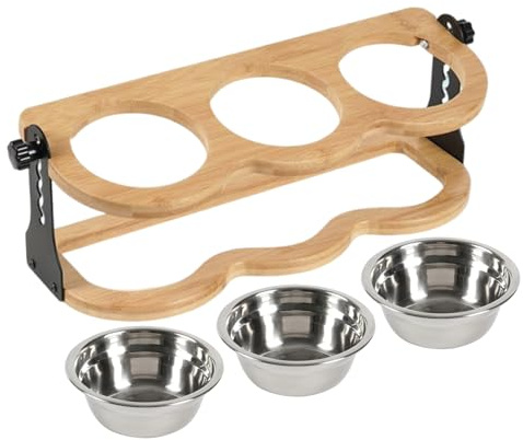 Erhöhte Schüsseln für Hunde, verstellbar, Höhe aus Edelstahl, 40 x 15 cm, dreifach geneigtes Tablett für Welpen, Katzen, große Rassen, Wassernapf für Trockenfutter, schnelle Reinigung ohne Wippe