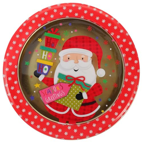 Healifty Weihnachts-Zinnkeksdose, leere Süßigkeiten- und Keksbox, runde Mehrfarbenbox für Weihnachtsgeschenke, 17 x 17 x 5 cm