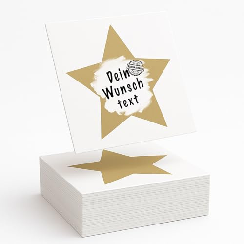 50 x goldene Stern-Rubbelaufkleber in 7,5x7,5cm - Rubbellose selber machen - Ideal für Gutschein, Adventskalender, Rubbellos, Goldenes Ticket, Rubbeletiketten, Rubbel Sticker, Geschenke, Weihnachten