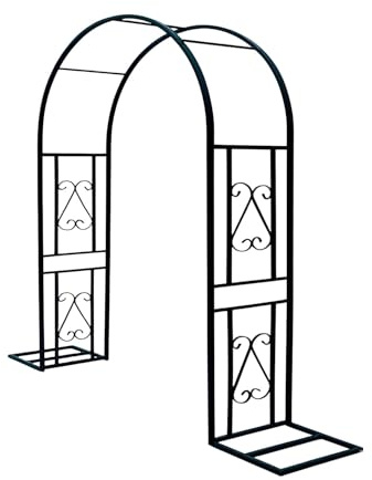 Arche de jardin robuste en métal noir - Treillis carré - Support pour plantes grimpantes - 340 x 230 cm