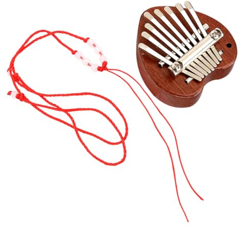 Holzkalimba mit 8 Tasten Fingerklavier, Herzförmige Tragbares | Kompakte Kleiner Größe, Metallzinken, 1 Stück, für Junge Mädchen, Schüler, Zuhause und Party