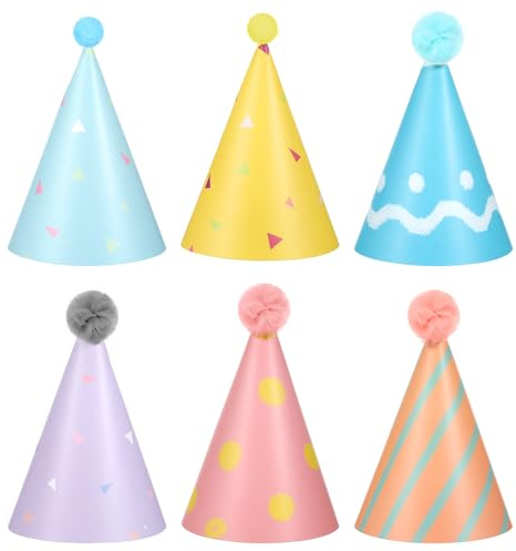 Packung mit 6 Mini Partyhüte für Kuscheltiere, Kleine Partyhüte, Verstellbarer Kegelhut Partyhüten für Katzen, Hunde, Kaninchen und Verschiedene Tieraccessoires