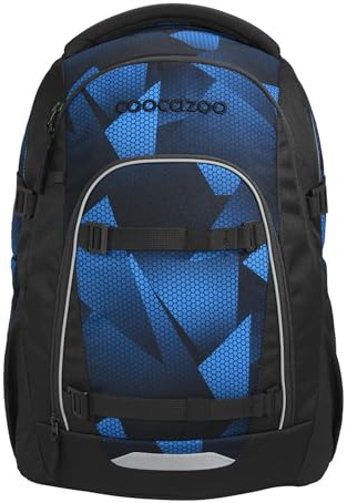 Coocazoo MATE Schulrucksack „Electric Ice”, schwarz-blau, ergonomischer & anpassbarer Tornister, höhen- & größenverstellbar, mit Brustgurt & Hüftgurt, ab der 3. Klasse