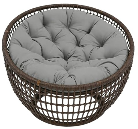 PORFOYO Kissen Für Hängesessel, Hängesessel Kissen 60 * 60cm, Hängekorb Sessel, Sitzkissen Outdoor Rund Für Hängekorb, Hängestuhl, Baumwoll Hängeschaukel, Papasansessel, Waschbar Auflage, Grau