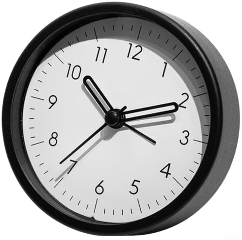 Vasiumic Niedlicher Cartoon-Wecker, geräuschlos, nicht tickendes Sweep-Uhrwerk, 10,2 cm, kompakte Desktop-Uhr mit lautem Alarm, zellbetriebene Reiseuhr für Studentenwohnheim, Weiß (weiß)