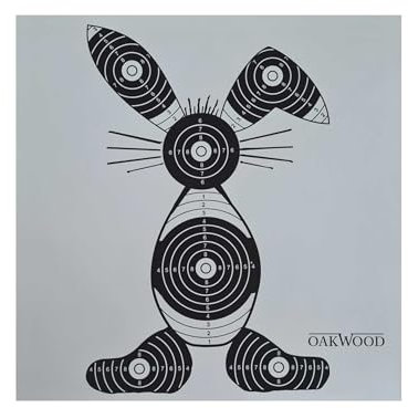 OAKWOOD Zielscheiben 14x14 oder 17x17 | Verschiedene Motive | Luftgewehr Pistole Softair Airsoft CO2 Schießscheibe für Kugelfang 50/100/150 Stück (17x17, Hase (50))