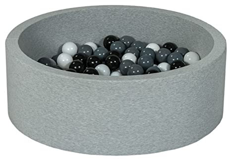 Velinda Piscine a balles pour Enfant, Aire de Jeu + 150 balles (Couleurs des balles: Noir,Blanc,Gris)