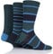 SockShop Men's Comfort Cuff Socks - Striped and Plain Soft Breathable & Cooling Bamboo Material Multipack of 3 Pairs Navy/Green 12-14