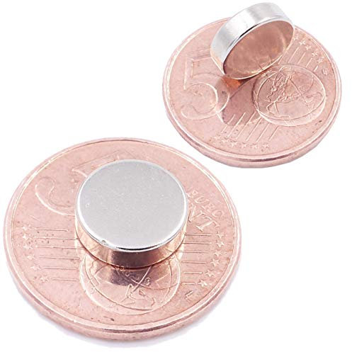 Brudazon | 10 Mini Scheiben-Magnete 10x3mm | N52 stärkste Stufe - Neodym-Magnete ultrastark | Power-Magnet für Modellbau, Foto, Whiteboard, Pinnwand, Kühlschrank, Basteln | Magnetscheibe extra stark