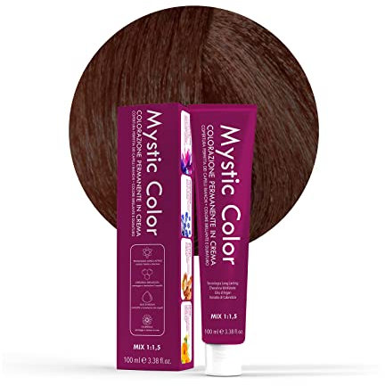 Mystic Color, Tinte para el Cabello, Fórmula Enriquecida con Aceite de Argán y Caléndula, Coloración Permanente en Crema de Larga Duración, Rubio Cobrizo Oscuro 6,4, 100 ml