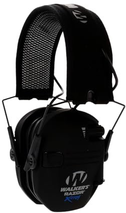 Walker's Razor Digital X-TRM - Orejeras electrónicas con protección auditiva para pistola de caza que mejora el sonido, con almohadillas de gel y diadema de malla, 2 pilas AAA incluidas, color negro