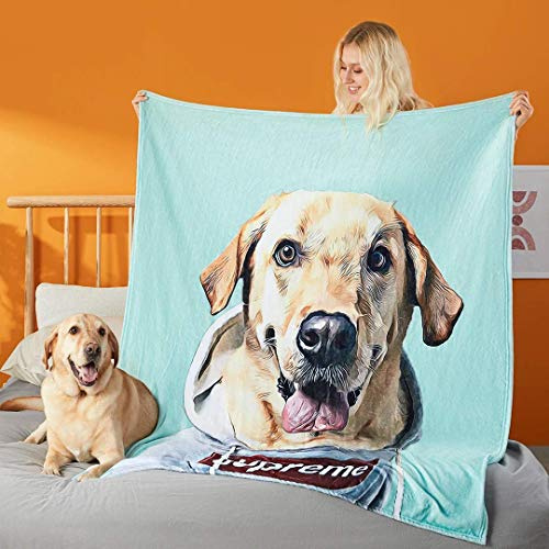 SOUFEEL Personalisierte Decke mit Foto, Kuscheldecke Personalisiert für Hunde Katzen, Decken für Hunde, Hundedecke Flauschig für Sofa Bett, Personalisierte Geschenke für Weihnachten, 100 x 120 cm