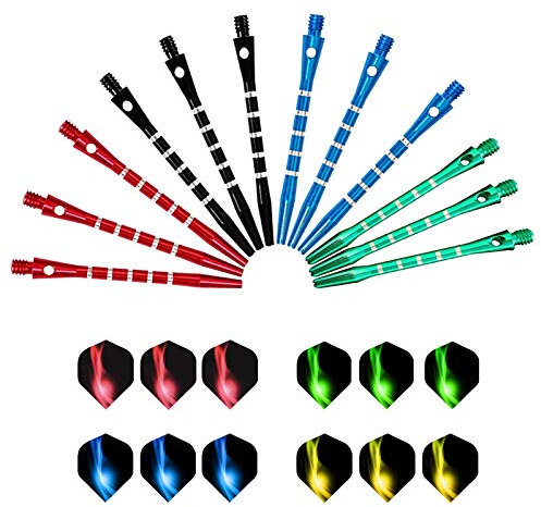 LxwSin Aluminum Dart Shafts, 12 Sets Dart Stems Accessories, Medium Dart Shafts, Universal Metal Dart Stems Dart Flights Assorted Dart Accessories Kit 2BA Thread Throwing Fitting Shatter-Resistant