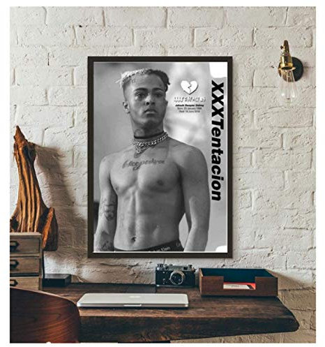 RUIYANMQ Xxxtentacion Rapper Hip Hop Musik Sänger Star Schwarz Weiß Poster Hell Leinwand Home Room Wandkunst Druck Dekor Vx690Zt 40X60Cm Rahmenlos