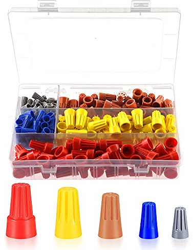YIXISI 200 Pezzi Cavo Elettrico Connettori a Vite Terminali PP, la Primavera Inserire Twist Tappi Dadi Connection Assortimento Set, con Scatola