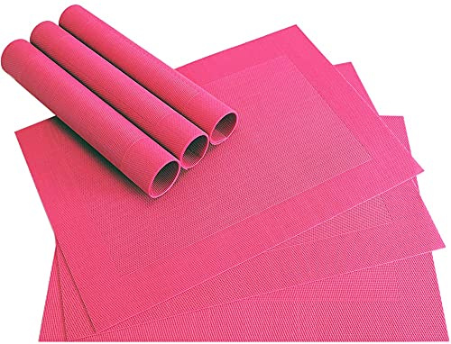 matches21 Tischset Platzset BORDA Platzmatten 6er Set pink magenta gewebt aus Kunststoff 46x33 cm abwaschbar