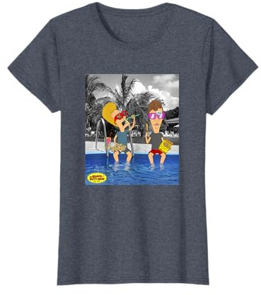Beavis and Butt-Head Lounging By The Pool Portrait T-Shirt