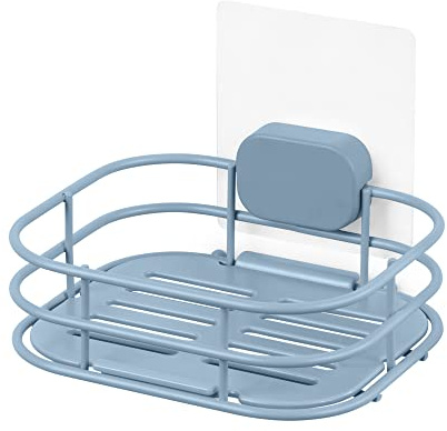 Compactor – Porte-Savon Mural adhésif sans perçage repositionnable pour Cuisine et Salle de Bain, 14 x 12.5 x H.10 cm, Coloris Bleu