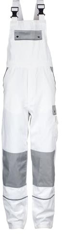 TMG | Leichte Arbeitslatzhose für Herren Style Light, weiße Arbeitshose, Malerhose mit Kniepolster & Taschen | Gr. 48