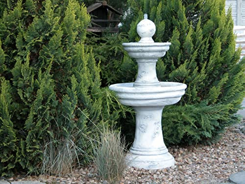 Zweistöckiger Springbrunnen, antiker Stil, Vintage, aus Steinguss, Gartendekoration, Wandschrank, Wasserkreislauf