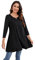 Enmain Black Tunic Top for Women Causal Long Sleeve Longline Blouse Swing Tunic Top Loose Blouse T Shirt Round Neck Stretch Comfortable Holiday L