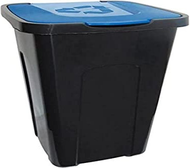 keeeper Recycling-Mülleimer aus Polypropylen, mit Deckel, 50 Liter, 36,5 x 37 x 55,5 cm, blauer Deckel