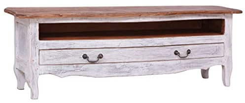 INLIFE TV-Schrank 120x30x40 cm Weiß Altholz Massiv