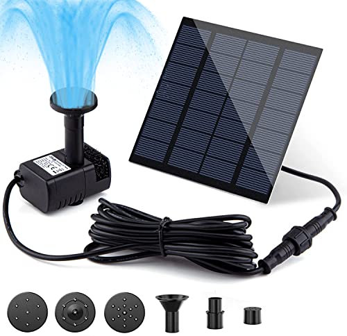 Pulverizadores de agua de fuente solar con panel de energía solar, kit de 6 boquillas, bomba de agua para jardín, piscina, baño de pájaros, estanque, acuario, suministros de fuente