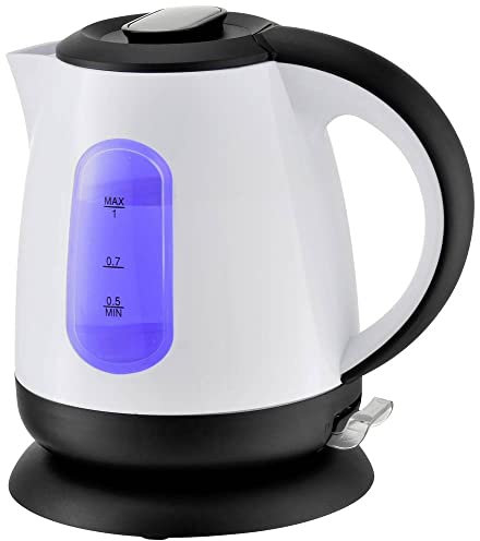 Sogo Hervidor de Agua Inalámbrico sin BPA 1L Blanco 1600 W - Apagado Automático y Protección Térmica con Base 360°