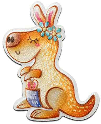 Mono Quick Känguru Tier - Aufnäher, Bügelbild, Aufbügler, Applikationen, Patches, Flicken, zum aufbügeln, Größe: 5,7 x 4,1 cm