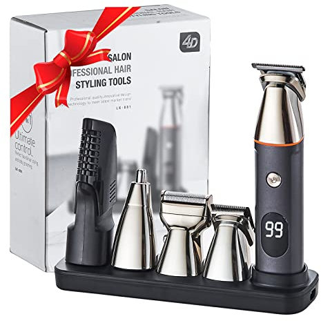 5 in 1 Beard Trimmer for Men,Cordless Mustache Nose Precision Trimmer Body Groomer Hair Cutting Kit Trimmer,USB Rechargeable & Waterproof Magnetic Replacement Heads