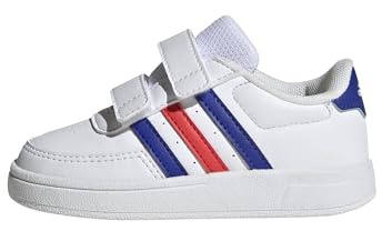 adidas Unisex Baby Breaknet Lifestyle Court Two-Strap Hook-and-Loop Shoes, Cloud white/lucid blue/bright red, 6 UK Child