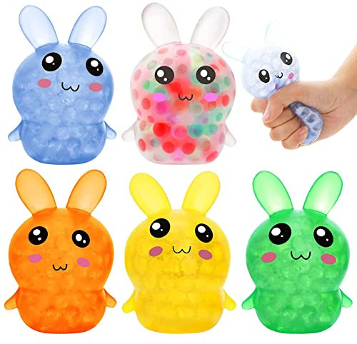 5 Stück Osterhasen Anti Stress Bälle, Osterhase in Form Eines Spielzeugballs, Anti Stress Bälle Ostern, Ostereier Stressball, Ostergeschenke Mitgebsel Kindergeburtstag für Erwachsene und Kinder